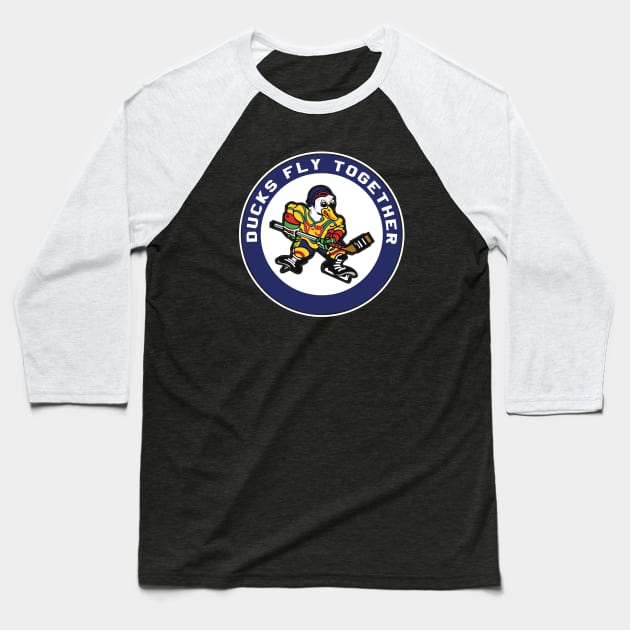 Ducks Fly Together Baseball T-Shirt by old_school_designs